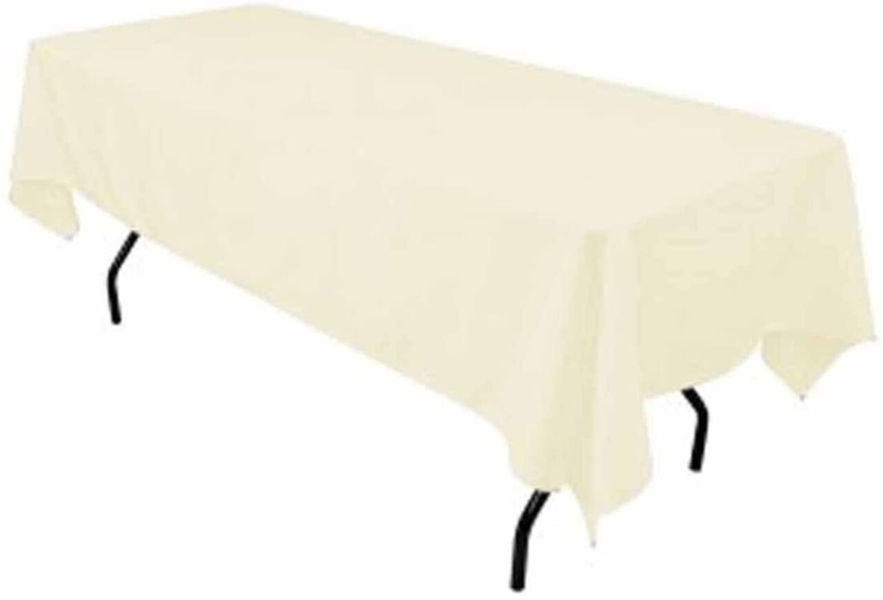 Rich Ivory Polyester Tablecloth 60×144 Inch Wedding & Event Ready